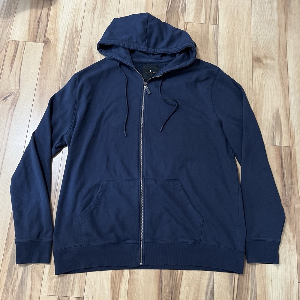American Tall Men's Full Zip Hoodie Sz XXL Tall Blue Cotton Blend